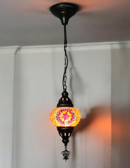 Turkish Pendant Lamp, Red Mosaic, 5 in