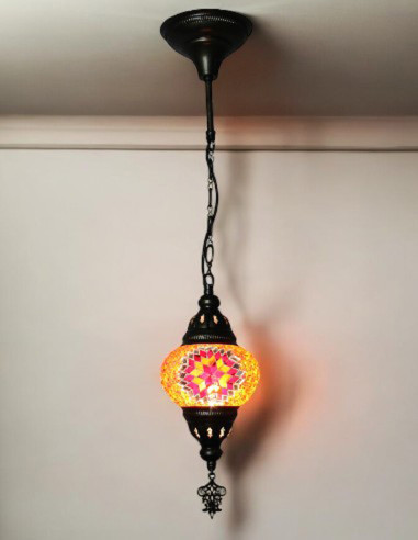 Turkish Pendant Lamp, Red Mosaic, 5 in
