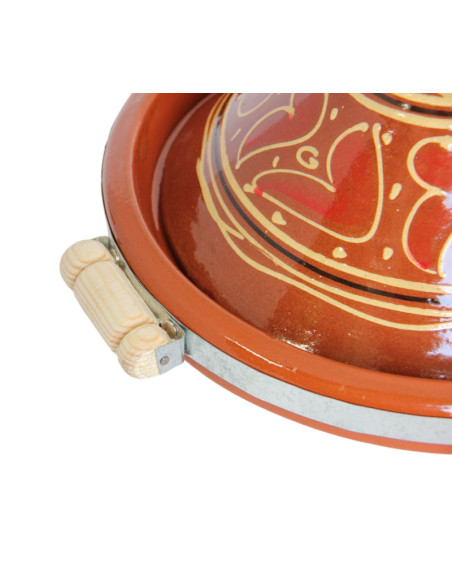 Tajine marocain en terre cuite 30 cm (12 po) – 4 à 6 personnes, arabesques sur brun