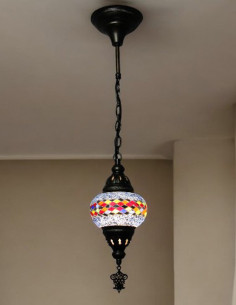 Suspension turque en mosaïque à bande bleue et blanche, Ø... 2