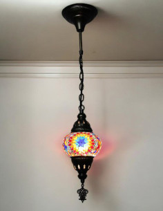 Suspension turque en mosaïque à étoile bleue et rouge, Ø... 2