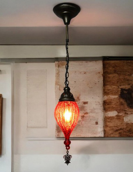 Red blown glass lamp