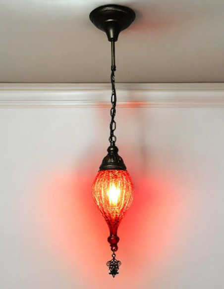 Red blown glass lamp