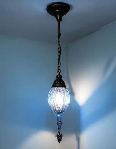 Lampe en verre soufflé bleu