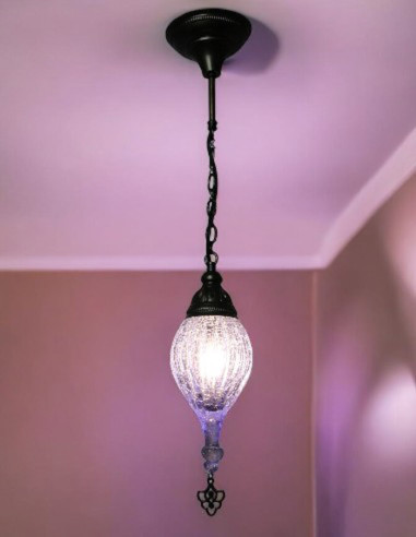 Lampe en verre soufflé mauve