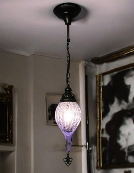Lampe en verre soufflé mauve