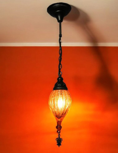 Lampe en verre soufflé orange