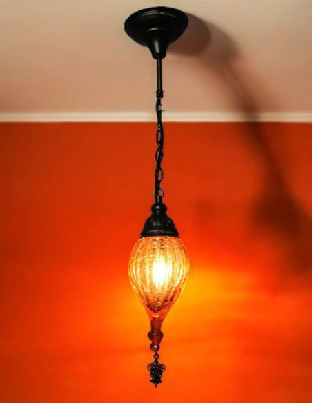 Lampe en verre soufflé orange