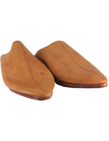 Men's caramel pointed Moroccan slippers