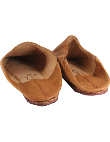 Men's caramel pointed Moroccan slippers