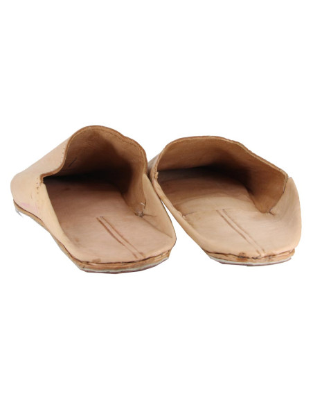 Babouche marocaine au bout pointu simple beige pour homme