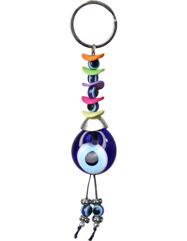 Blue eye keychain with colourful fancy beads