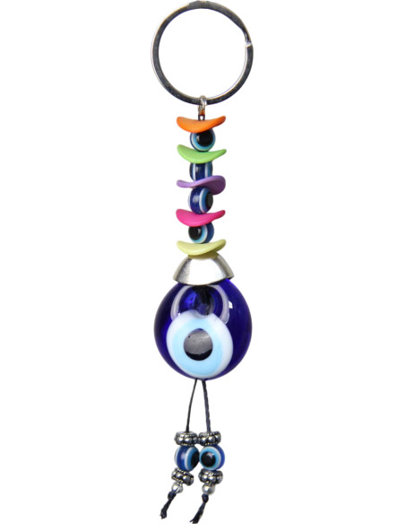 Blue eye keychain with colourful fancy beads