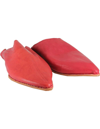 Simple Moroccan pointed-toe red babouche for men