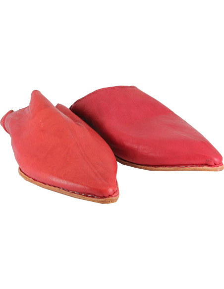 Simple Moroccan pointed-toe red babouche for men