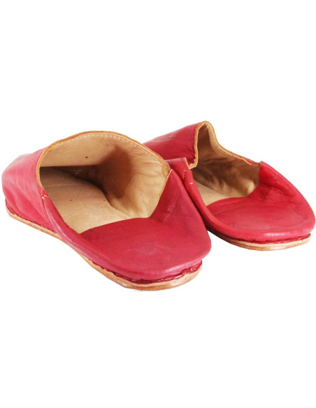 Simple Moroccan pointed-toe red babouche for men