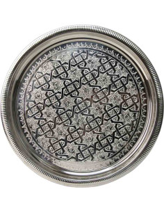 Moroccan Silver-Plated Copper Tray – 63 cm