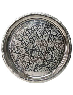 Plateau marocain en cuivre argenté – 48 cm