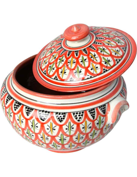 Soup tureen set with red bowls