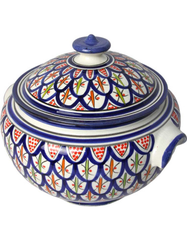 Ensemble soupière avec bols bleu