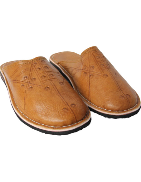Moroccan Danbira babouche slippers, caramel