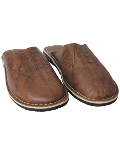 Moroccan Danbira babouche slippers, brown