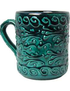 Dark green Moroccan mug with raised patterns
