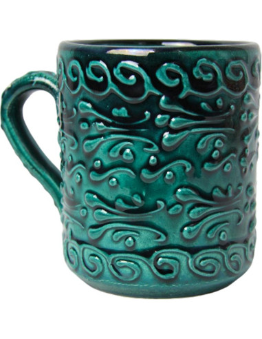 Tasse marocaine vert foncé à motifs en relief