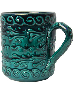 Dark green Moroccan mug with raised patterns 2