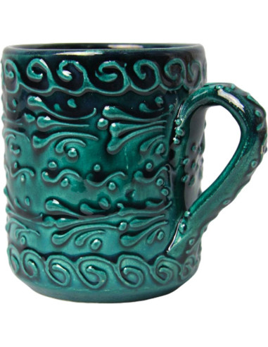 Dark green Moroccan mug with raised patterns