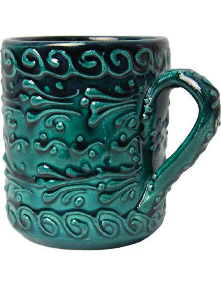 Dark green Moroccan mug with raised patterns