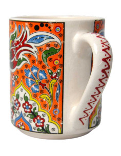 Orange Turkish mug with flowers and tulips 2