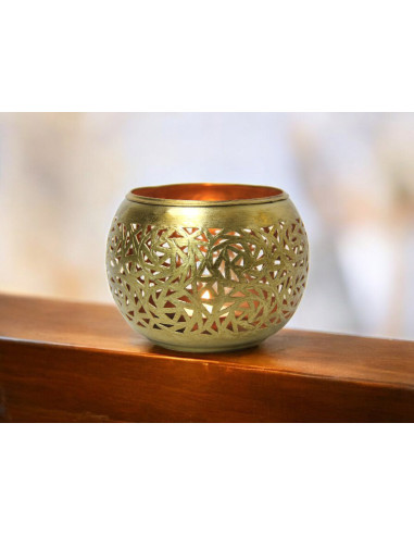 Moroccan Copper Candle Holder, Size T2 (3.5 in)
