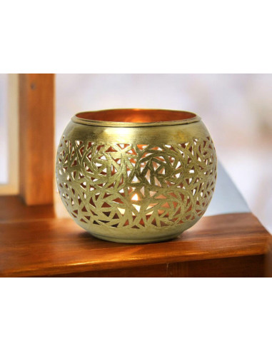 Moroccan Copper Candle Holder, Size T3 (4 in)