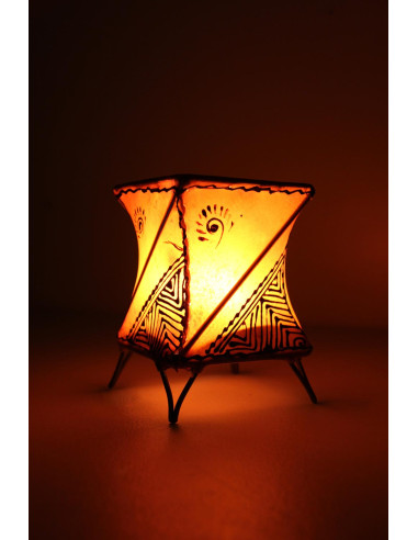Bougeoir marocain en cuir peint au henné,...