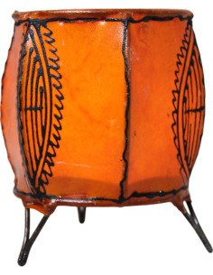 Moroccan Henna-Painted Leather Candle Holder, Model 4