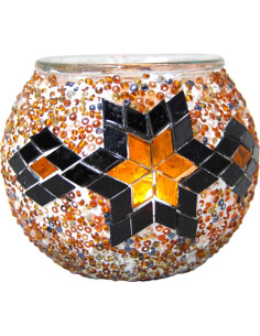 Moroccan Glass Mosaic Candle Holder, Model 1