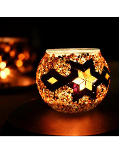 Moroccan Glass Mosaic Candle Holder, Model 1 2