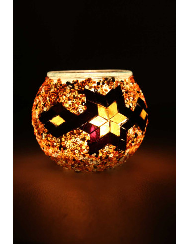 Bougeoir marocain en mosaïque de verre, étoile...