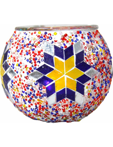 Bougeoir marocain en mosaïque de verre, étoile...