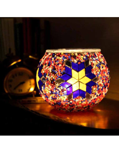 Bougeoir marocain en mosaïque de verre modèle 4