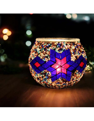Bougeoir marocain en mosaïque de verre modèle 5
