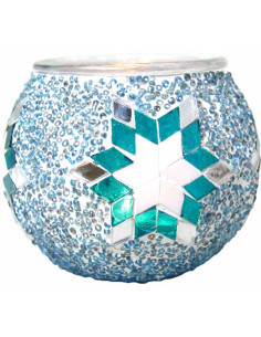 Moroccan Glass Mosaic Candle Holder, Model 6