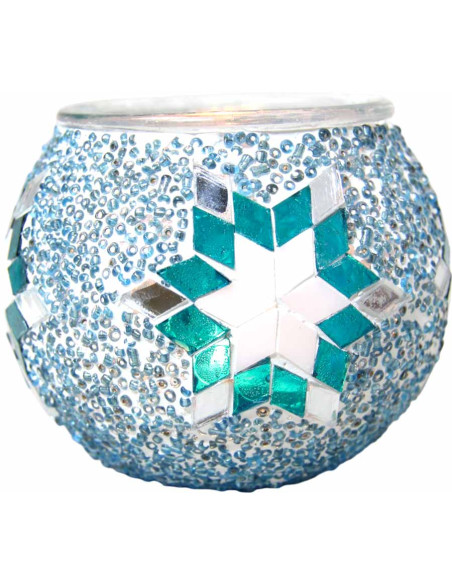 Moroccan Glass Mosaic Candle Holder, Model 6