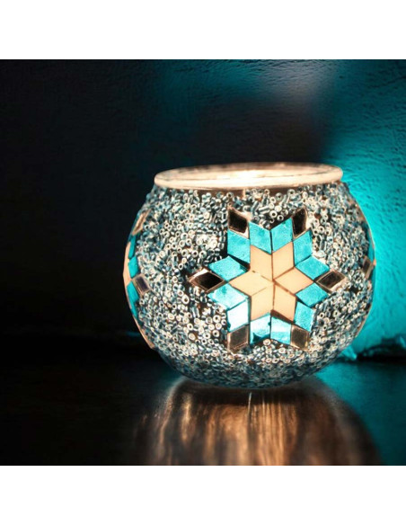 Moroccan Glass Mosaic Candle Holder, Model 6