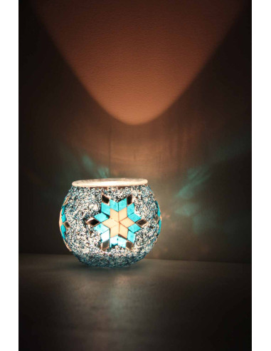 Moroccan Glass Mosaic Candle Holder, Model 6