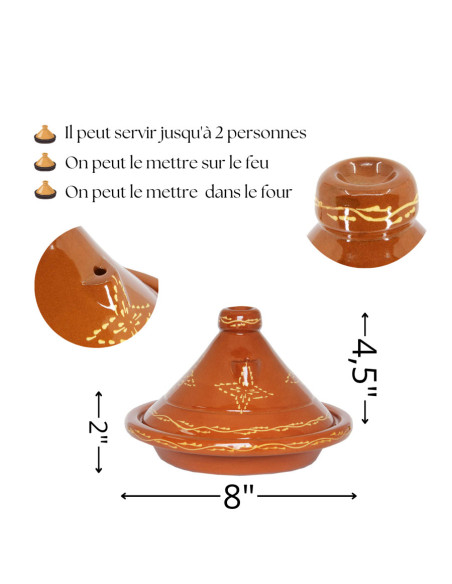 Moroccan Clay Tagine 20 cm (8 in) – Serves 1 to 2