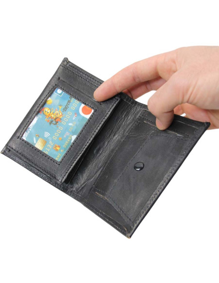 Unisex black leather wallet