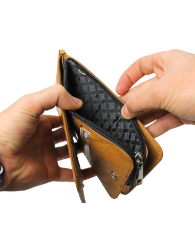 Porte-cartes en cuir caramel