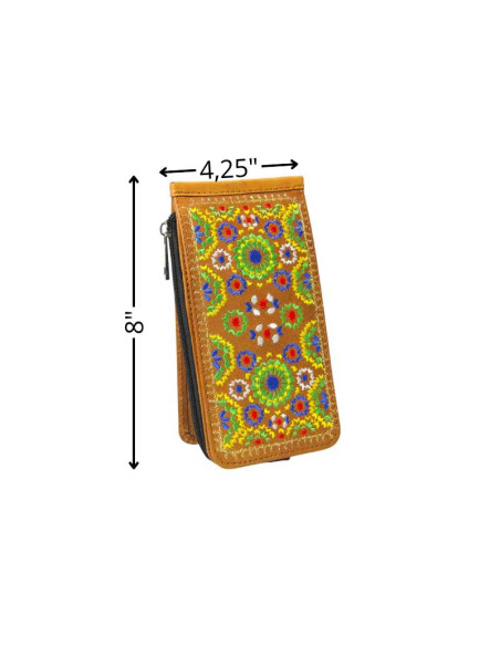 Porte-cartes en cuir caramel